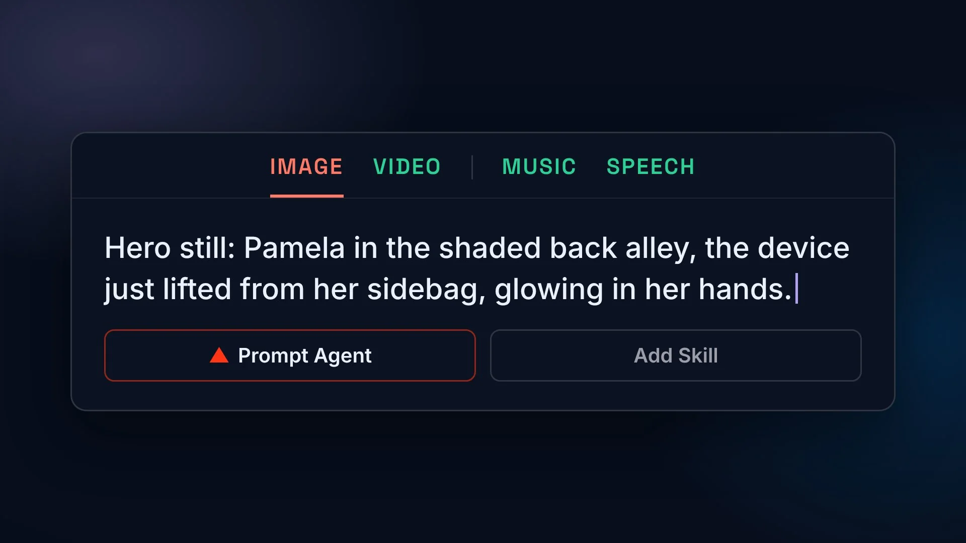 A base description typed in the Studio, with the Prompt Agent beside it